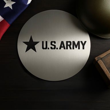 U.S. Army Officially Licensed Logo Custom Name Plaque 11" dia  16ga. T304 Stainless Steel